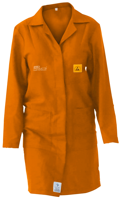 ESD Lab Coat 2/3 Length ESD Smock Orange Female 3XL Antistatic Clothing ESD Garment